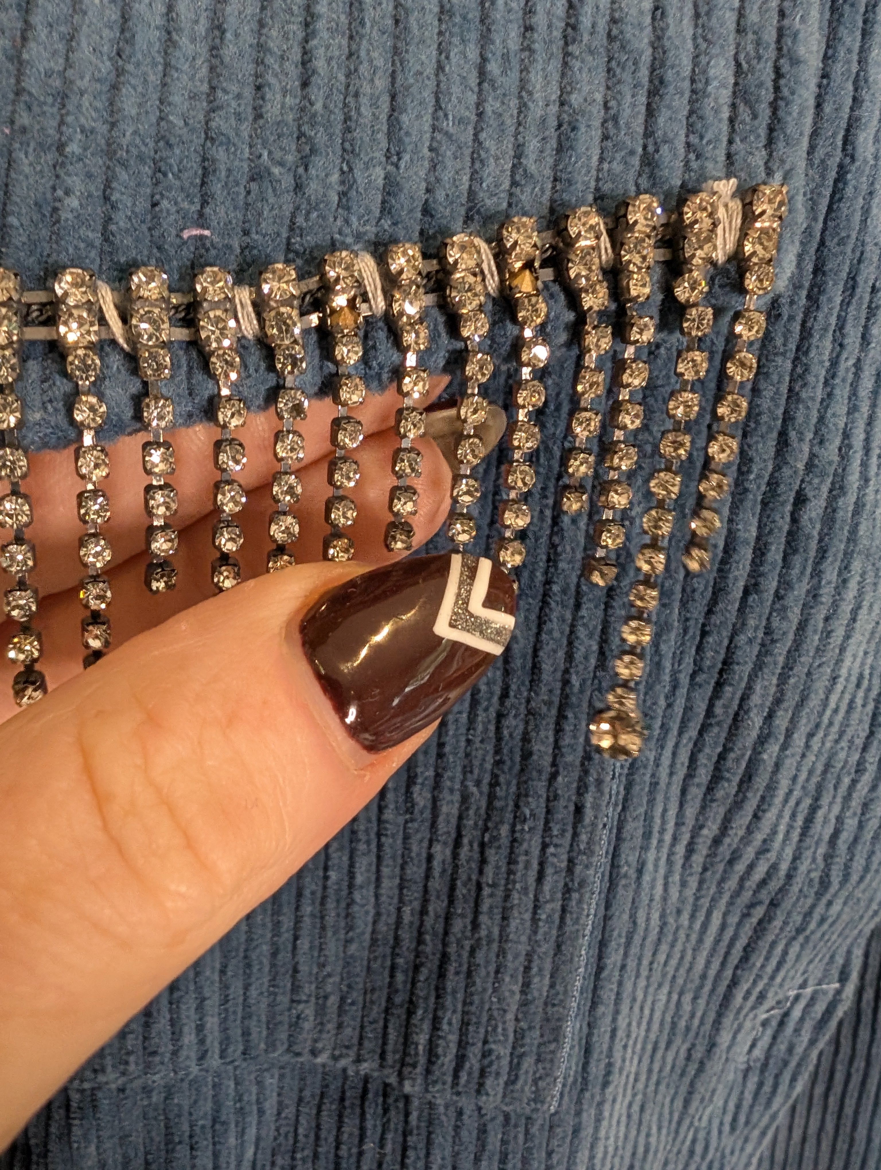Blue Rhinestone Shacket XL