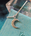 Etched Crescent Moon Pendant Necklace