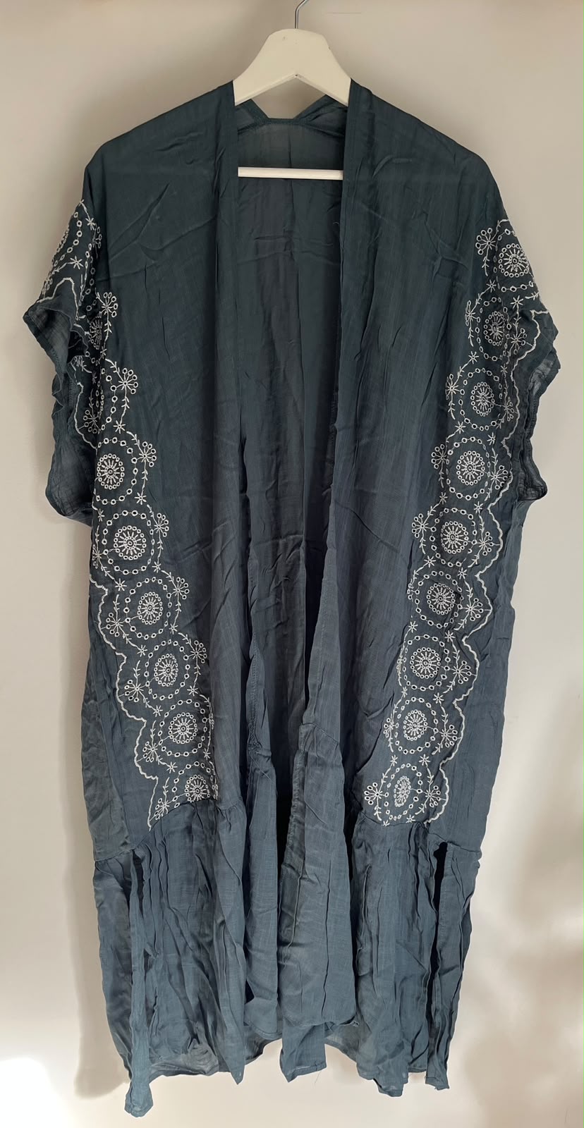 Steele Blue Floral Kimono (OS)