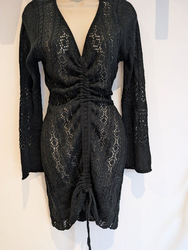 Black Crochet Dress S
