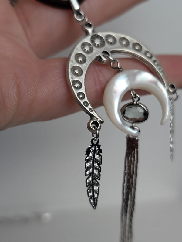 Cosmic Crescents Tassel Choker