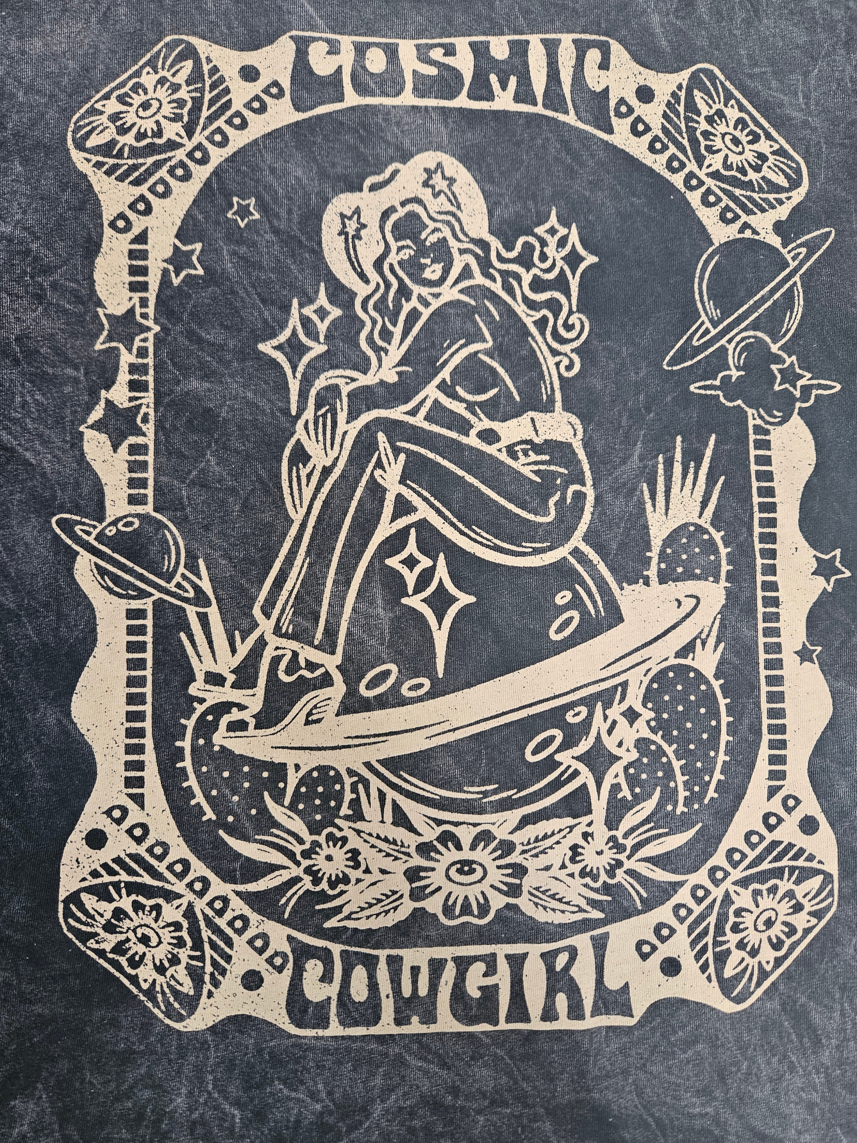 Cosmic Cowgirl T-Shirt in Mineral Black - Boho Buffalo Accessories
