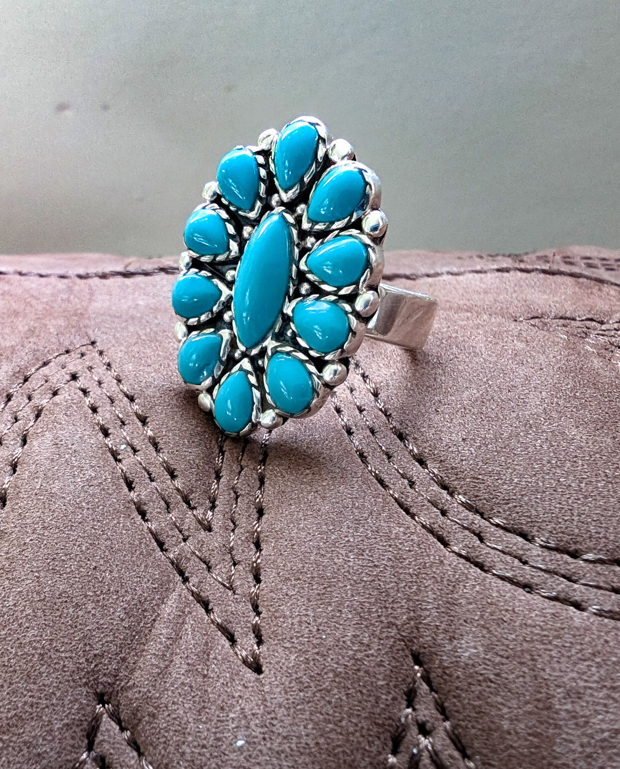 Turquoise Western Flower Ring - Boho Buffalo Accessories