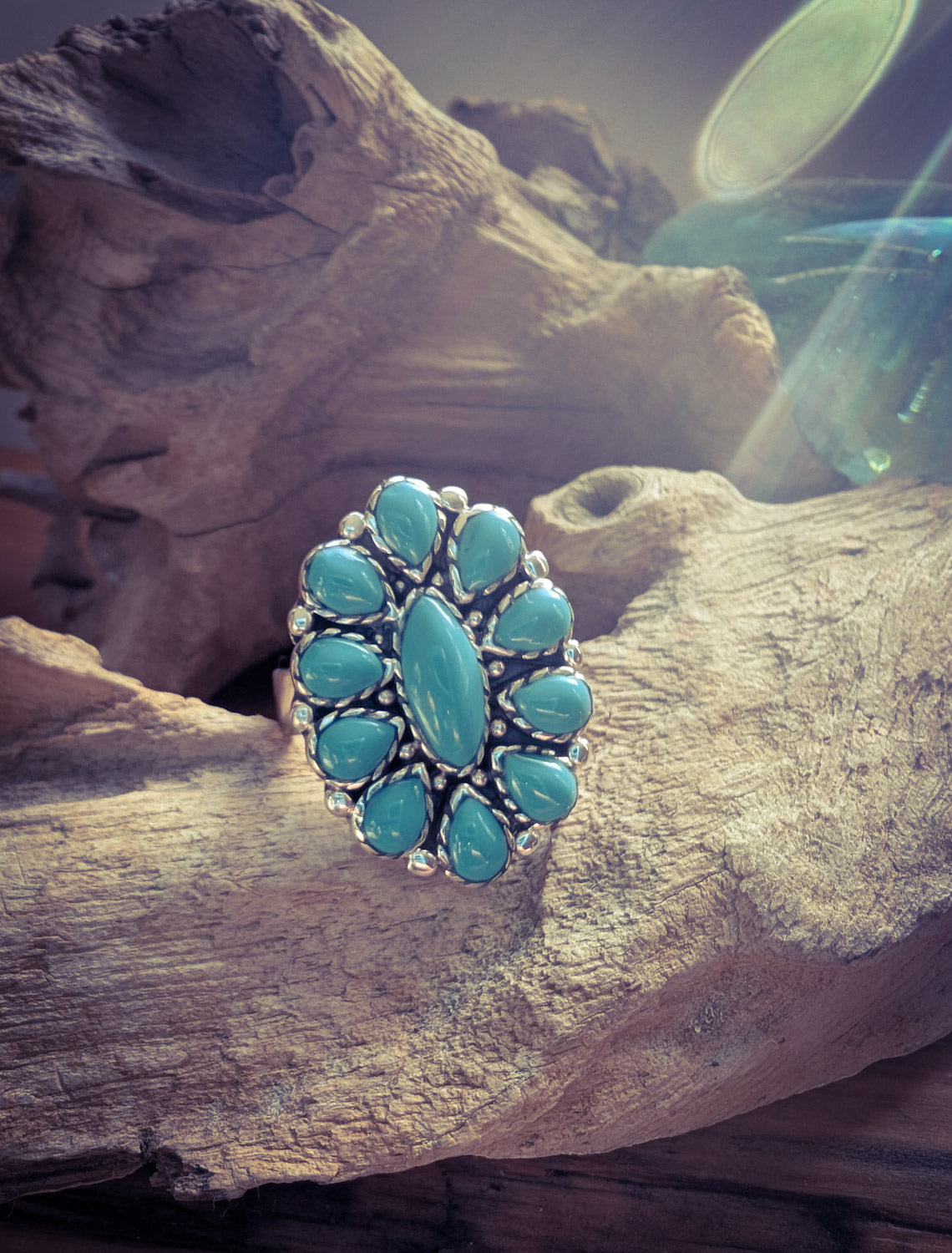 Turquoise Western Flower Ring - Boho Buffalo Accessories