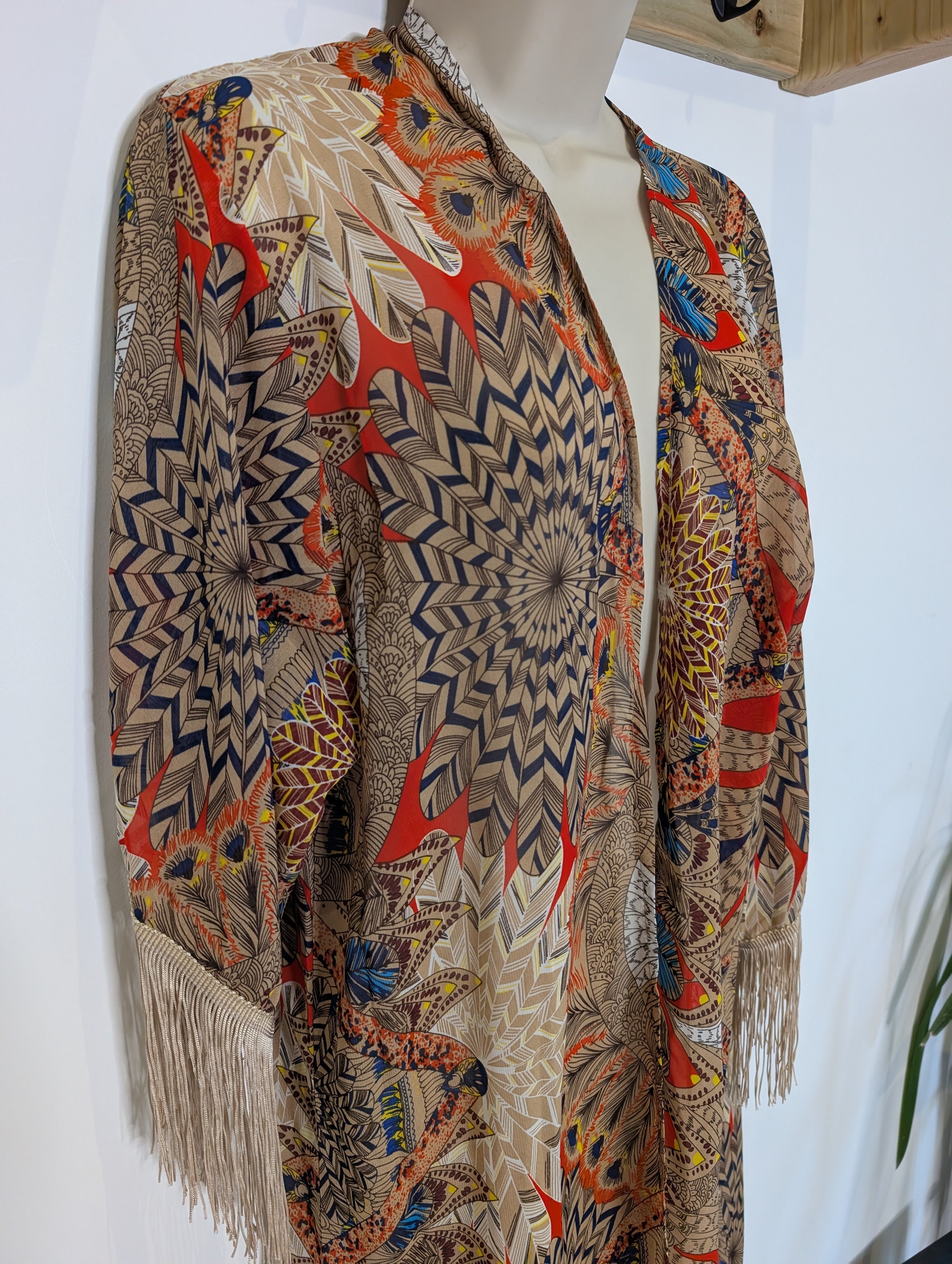 Boho Fringe Kimono O/S