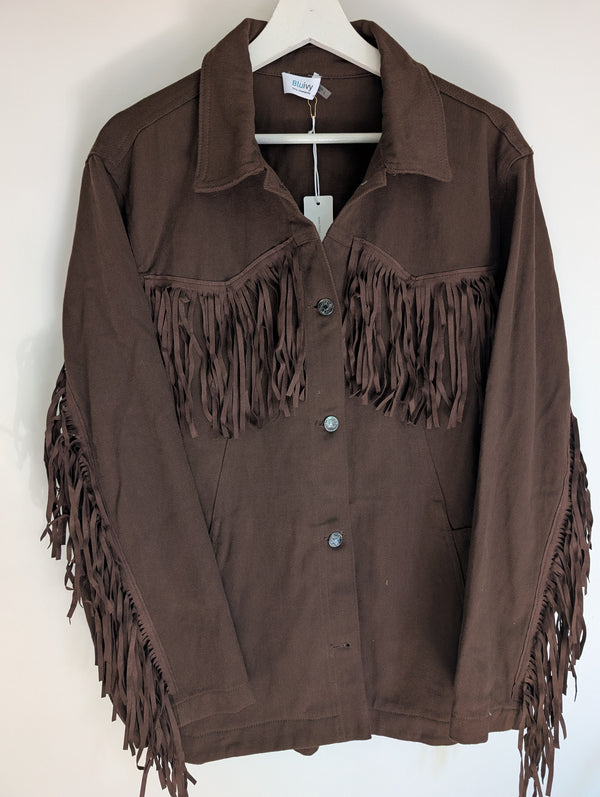 Brown Fringe Shacket M
