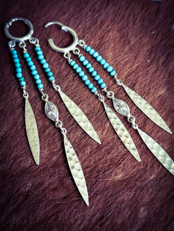 Tail Feather Gemstone Earrings