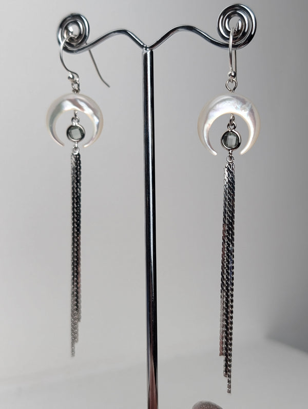 Glass Crescent Earrings