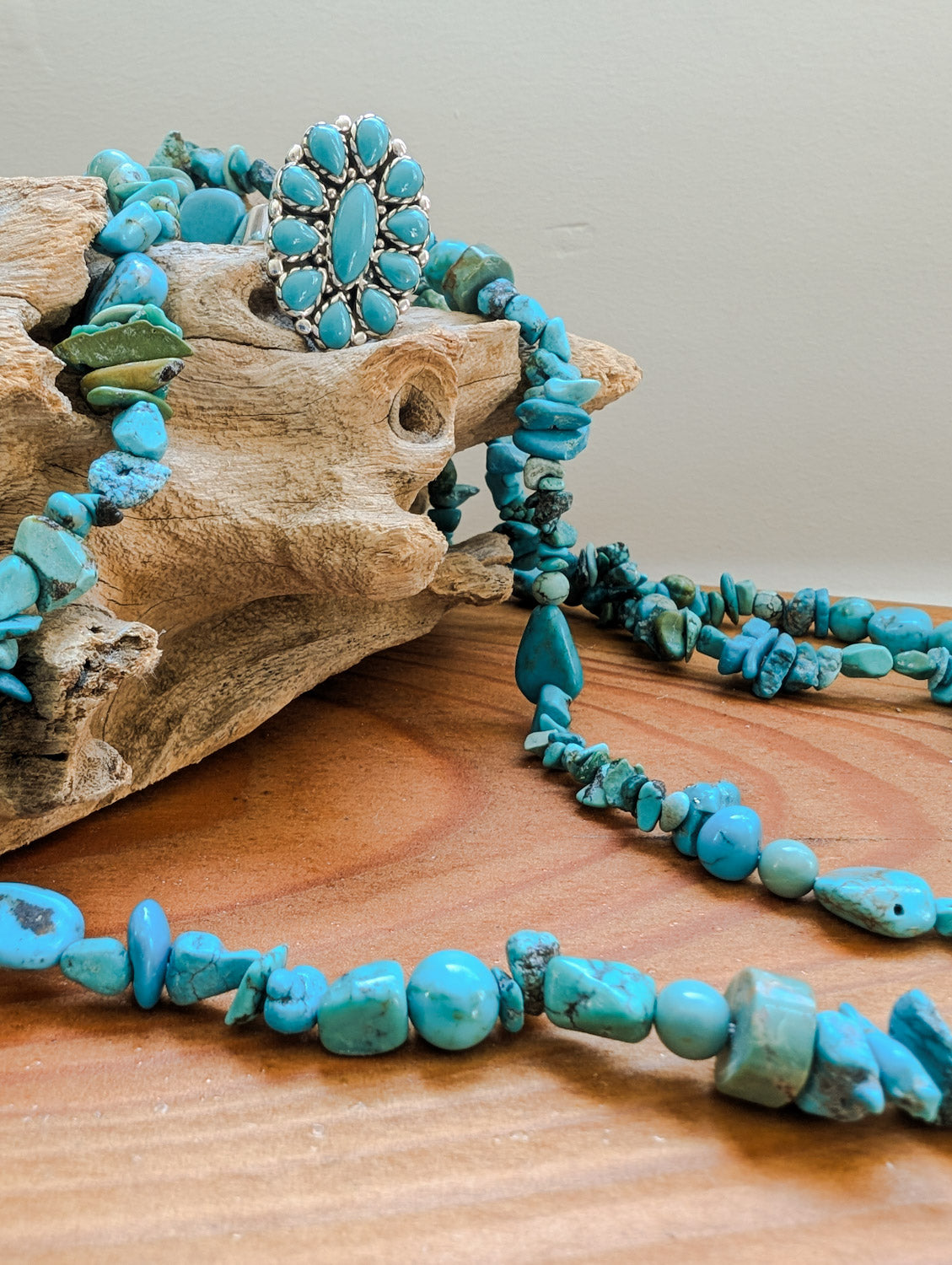 Arizona Turquoise Chip Long Necklace (one offs) - Boho Buffalo Accessories