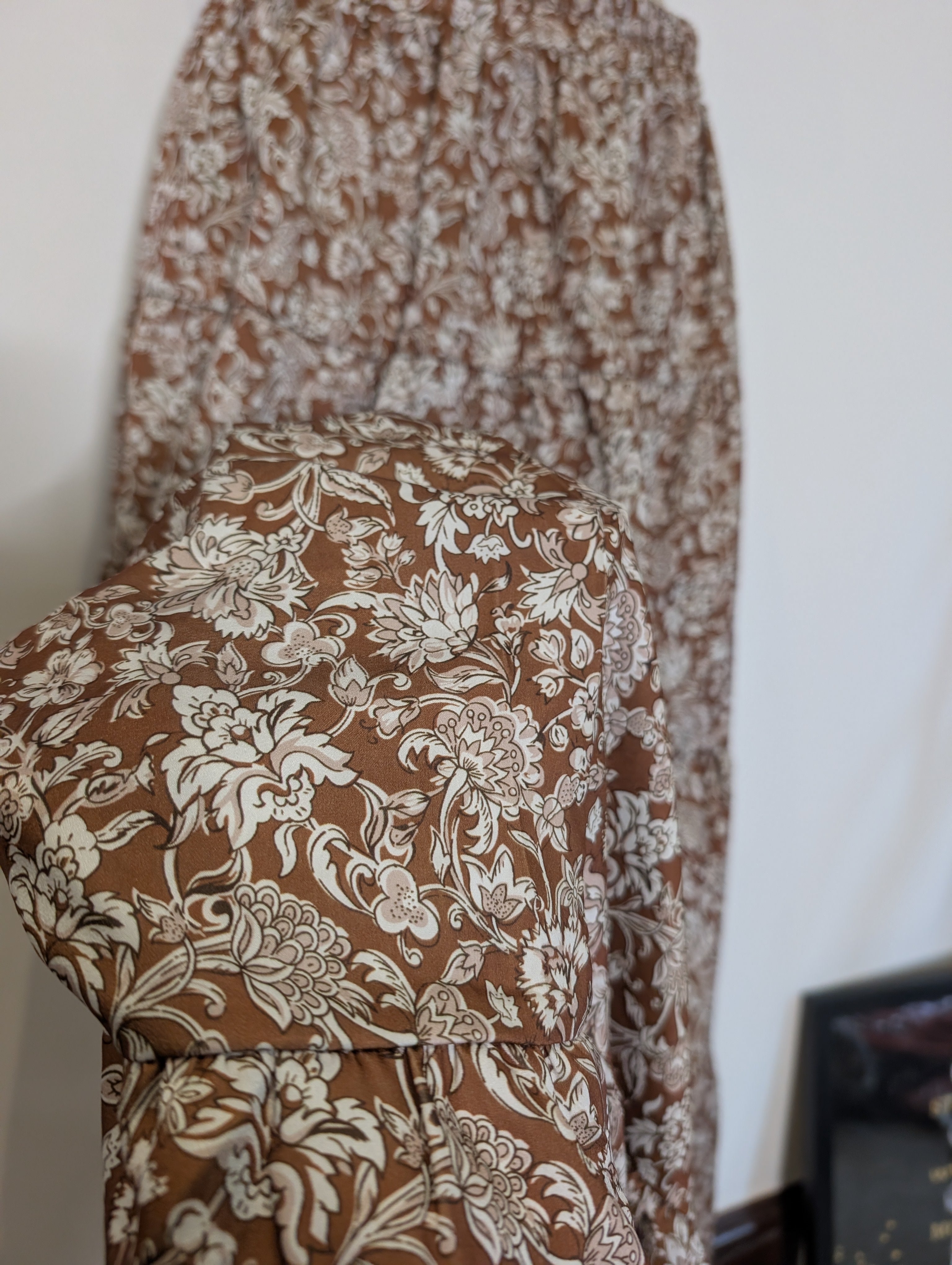 Brown Floral Maxi skirt L
