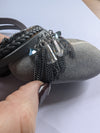Faux leather and crustal wrap cuff