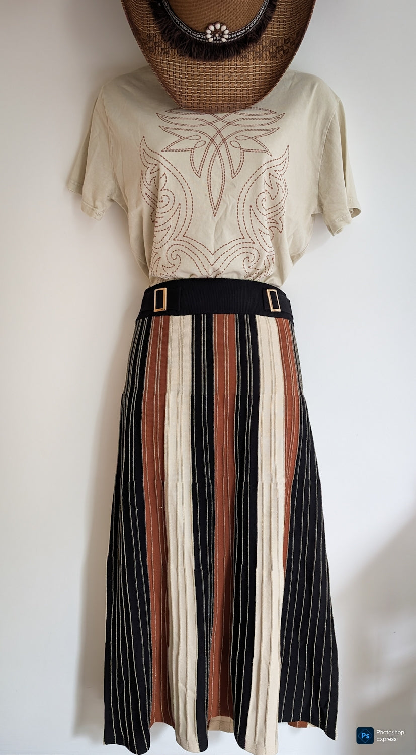 Striped Maxi Knit Skirt