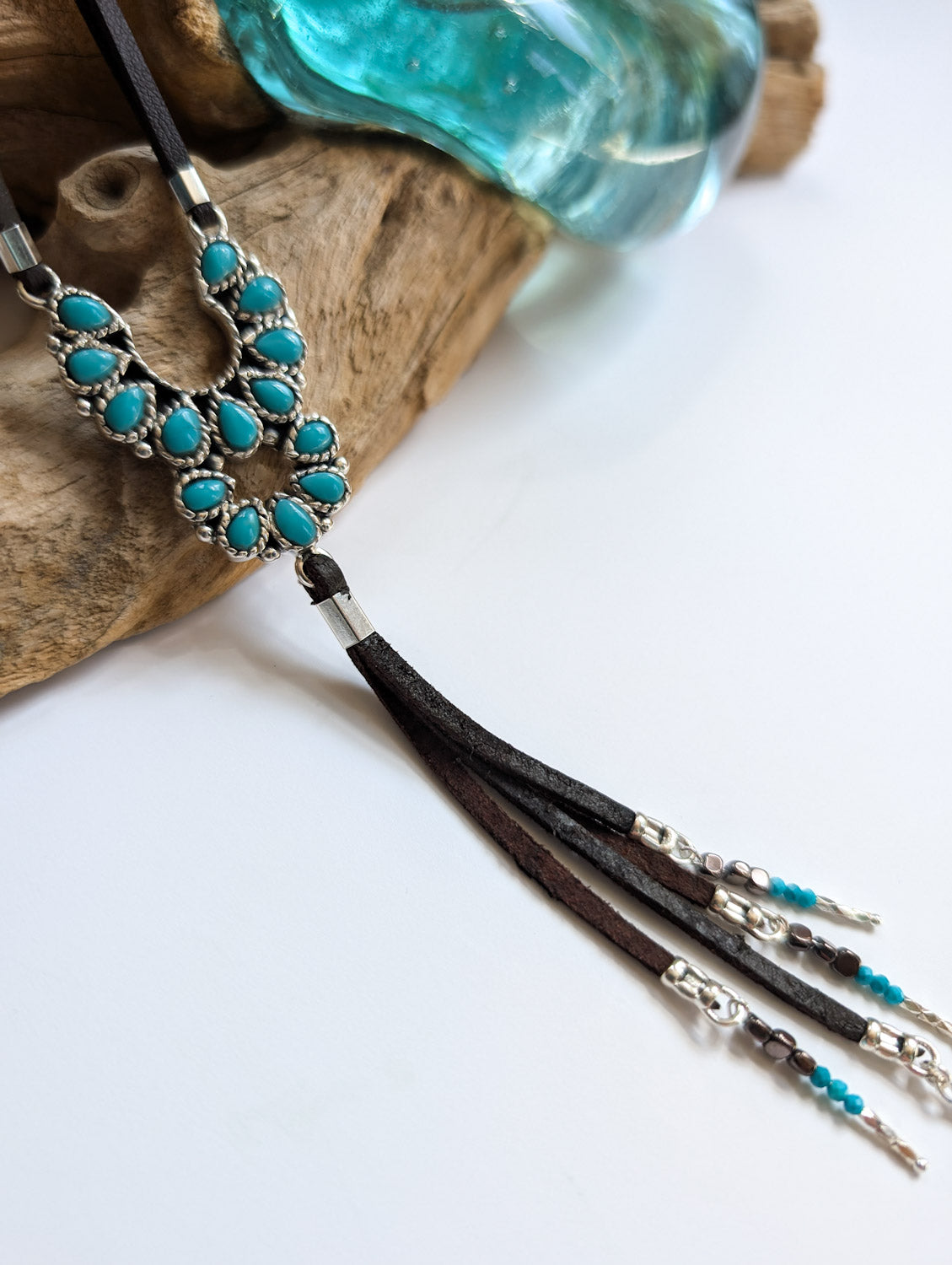 Turquoise Horseshoe Tassel Necklace - Boho Buffalo Accessories
