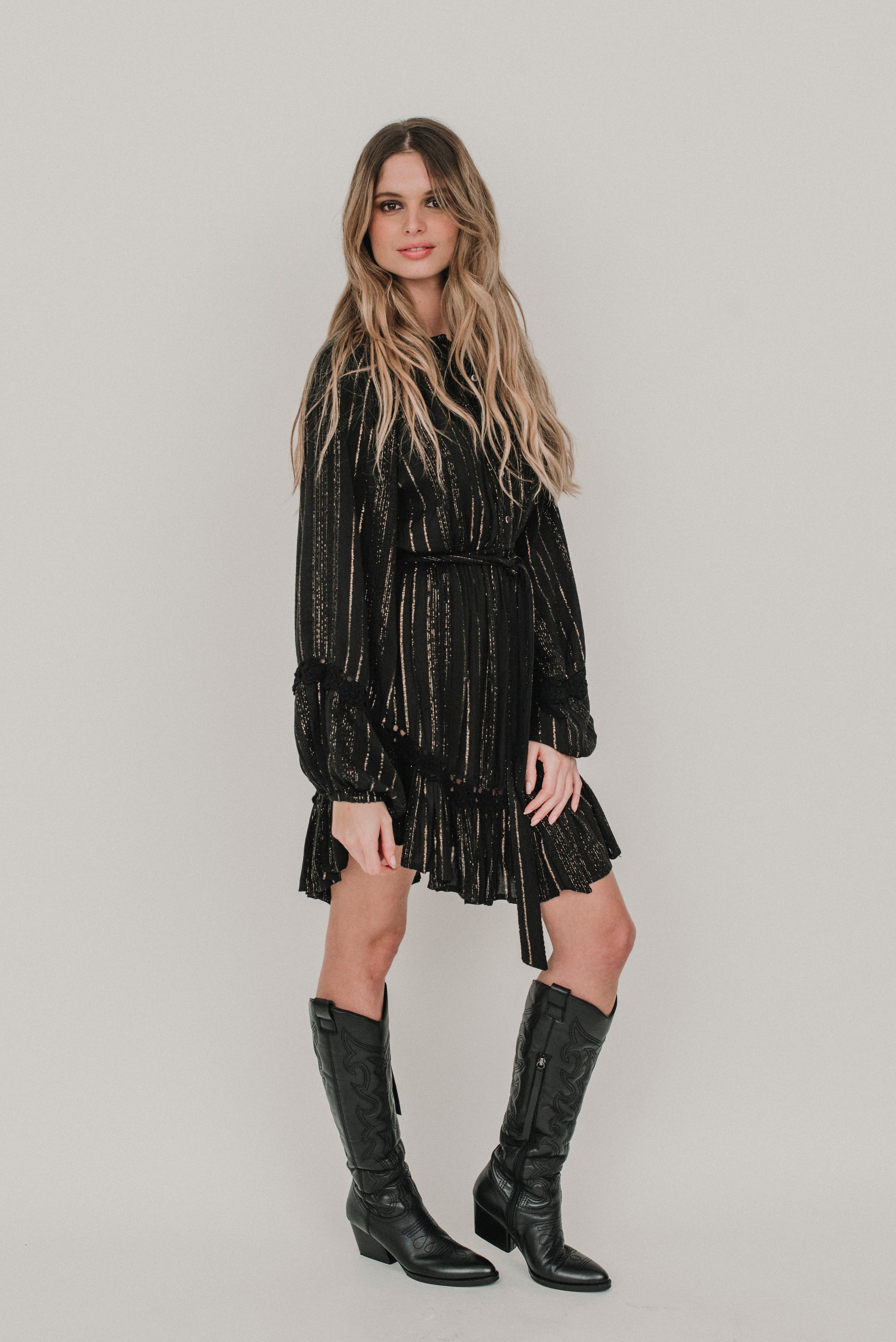 Black Boho Dress M/L