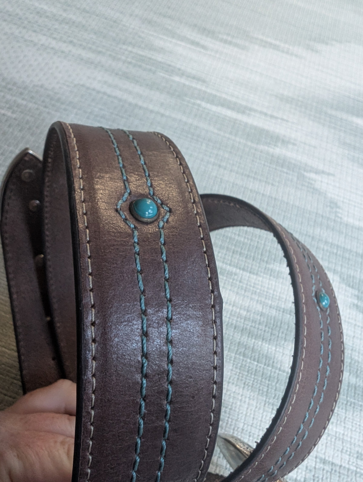 Leather BB Brown Studded Belt XL