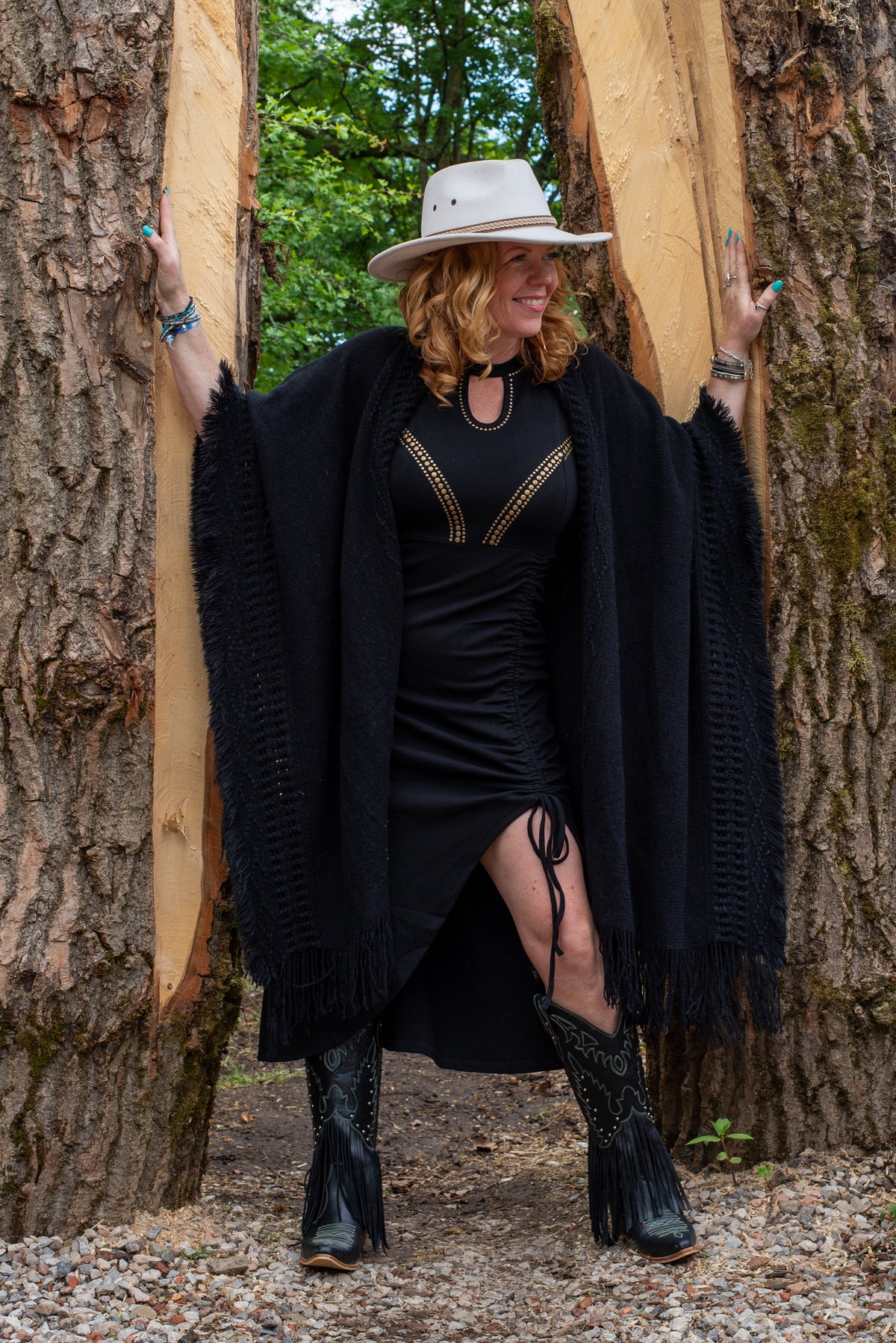 Black Studded Party Dress (L)