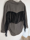 Charcoal Fringe Denim Shacket (S 10-12)