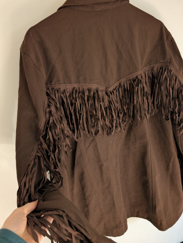 Brown Fringe Shacket M