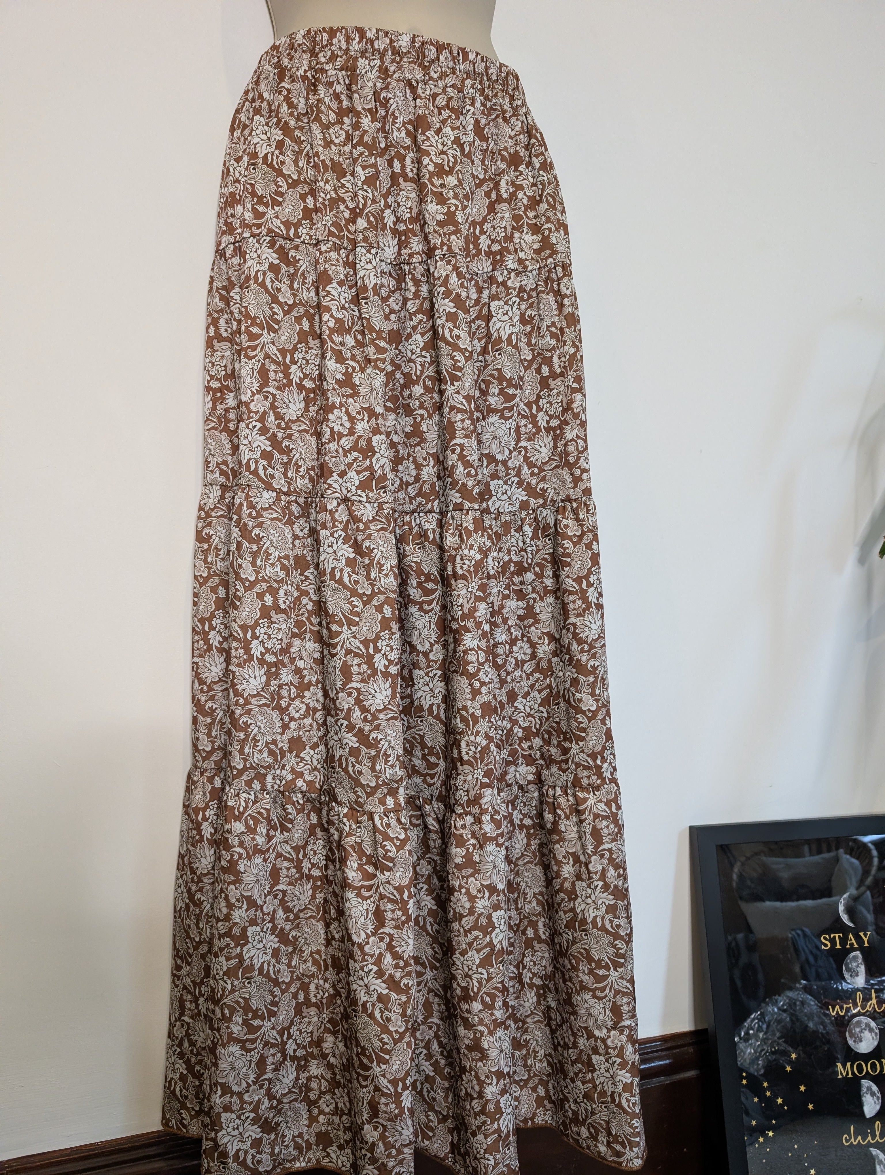 Brown Floral Maxi skirt L