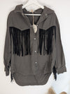 Charcoal Fringe Denim Shacket (S 10-12)