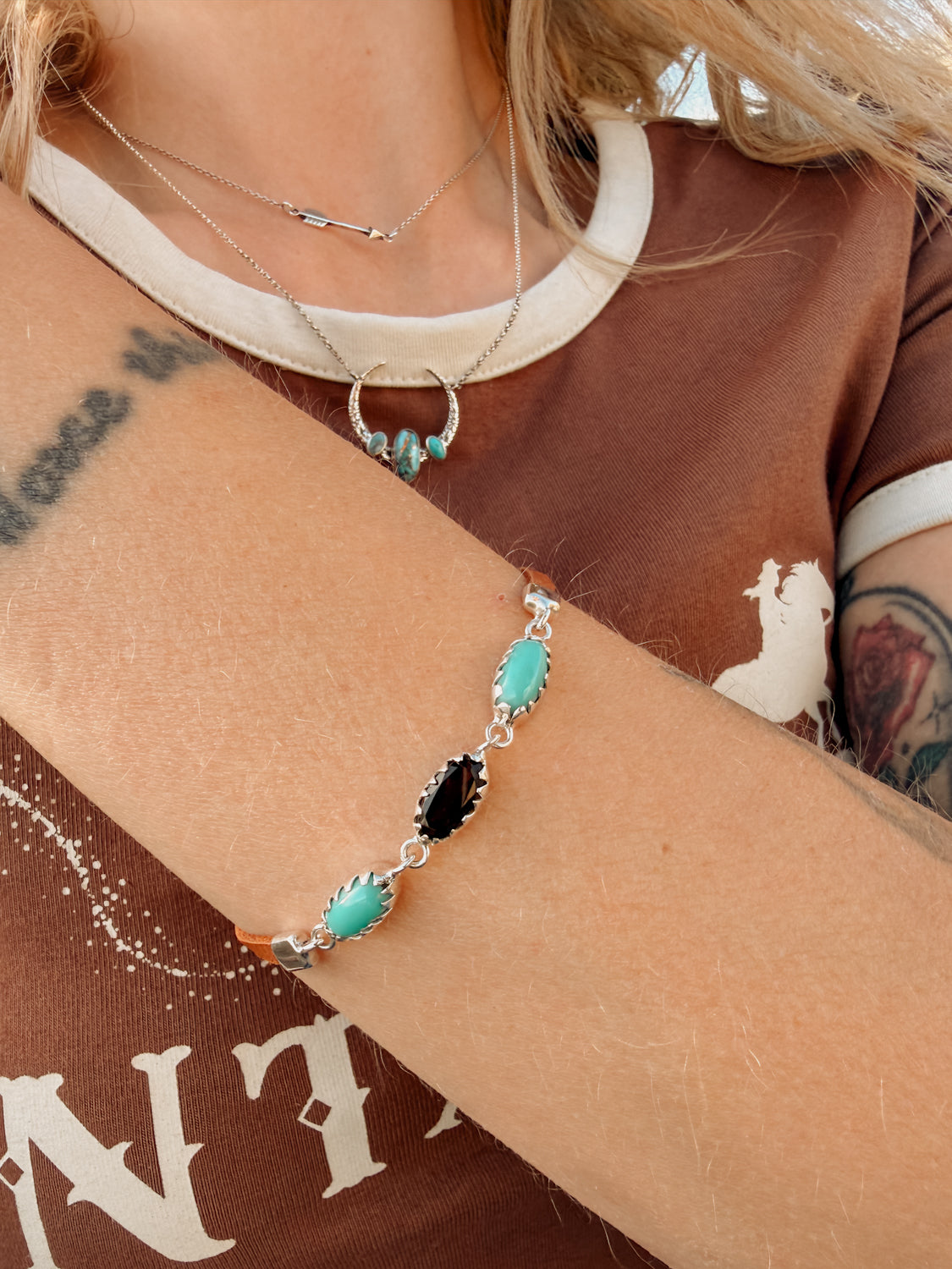 Smoky Quartz & Turquoise Bracelet