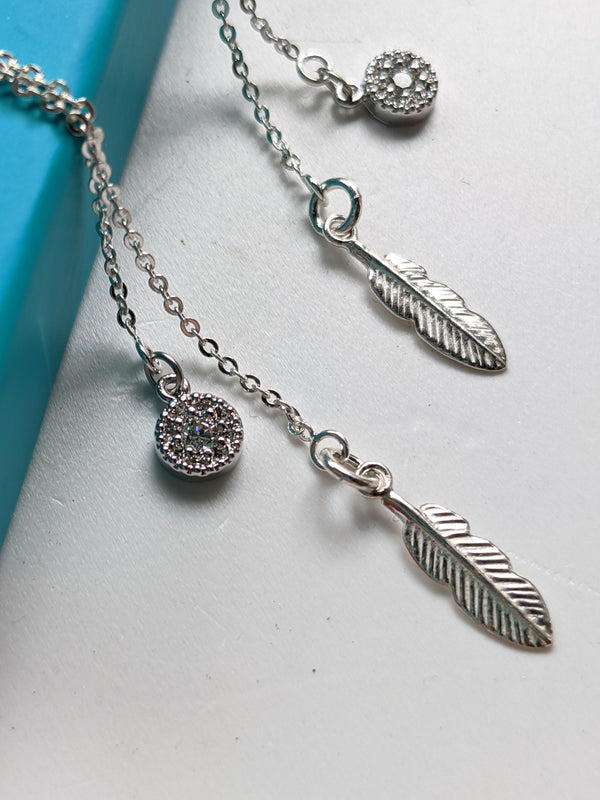 Diamante Feather Charm Earrings - Boho Buffalo Accessories