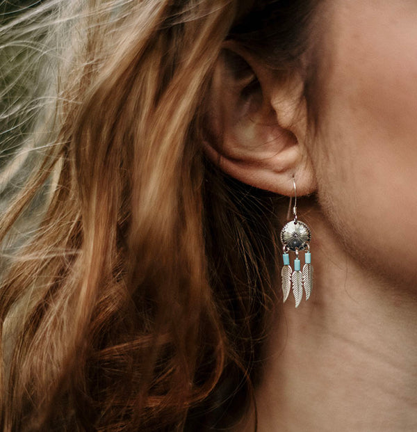 Tripple Feather Drop Earrings - Boho Buffalo Accessories