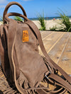 Brown Fringe Leather Backpack