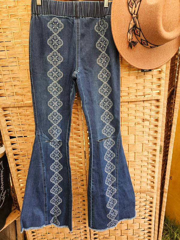 Boho Print Flare Jeans