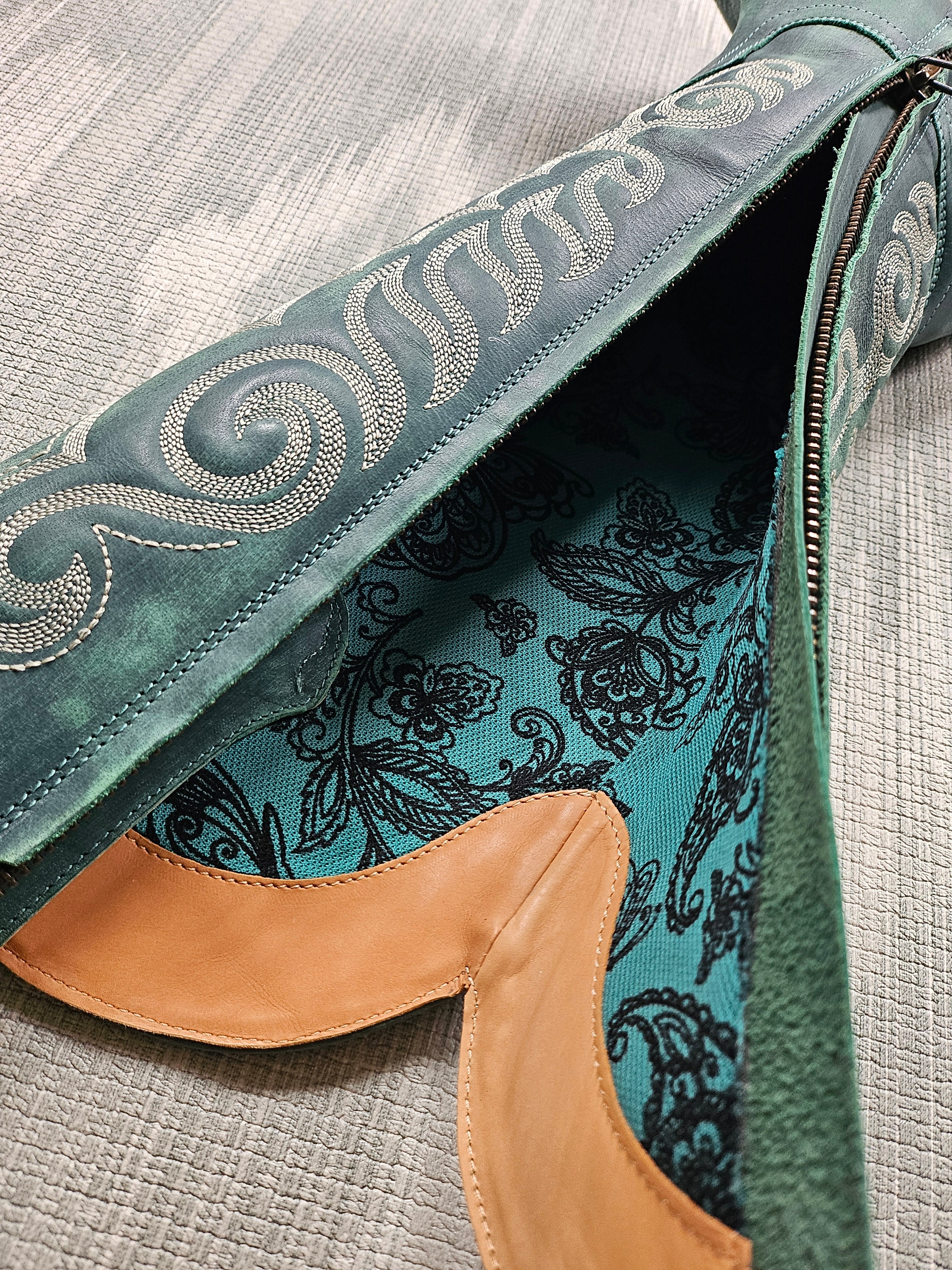 Tall Teal Cowgirl Boots - Boho Buffalo Accessories