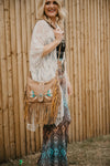 Feather Embroidered Fringe Bag
