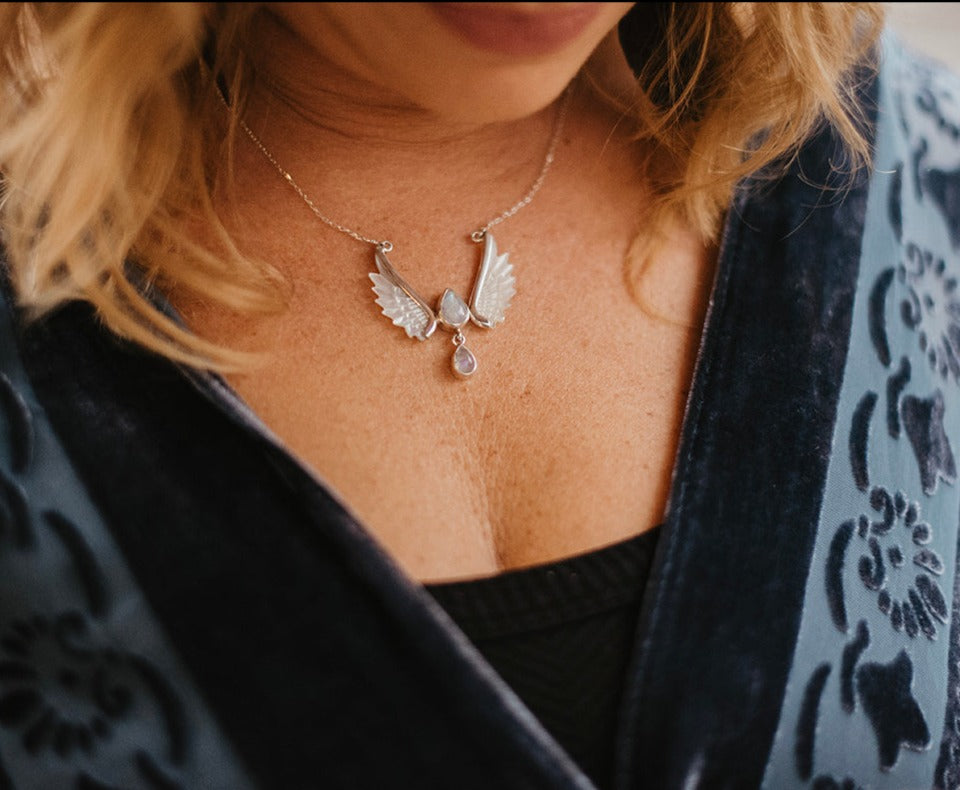 Moonstone Angel Wing Necklace