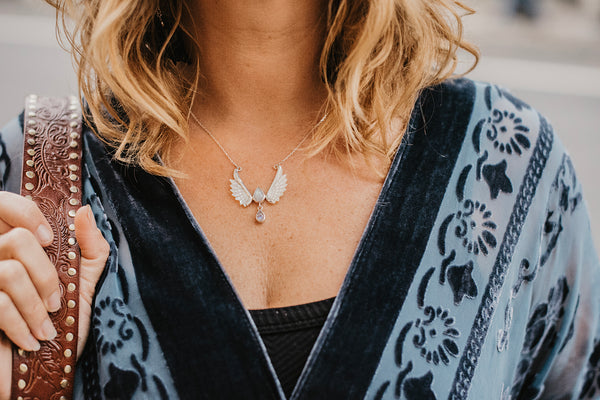 Moonstone Angel Wing Necklace