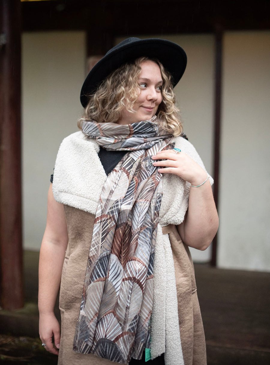 Autumn Feathers Shimmer Scarf