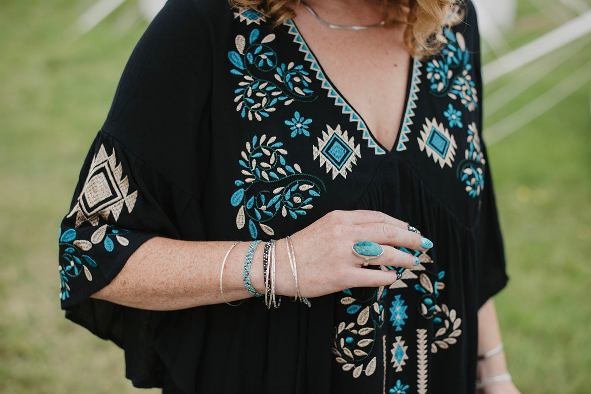 Black Tribal Embroidery Dress - Boho Buffalo Accessories