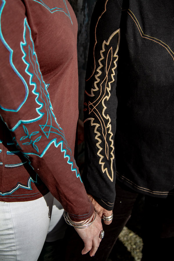 Western Embroidered Long Sleeve Top