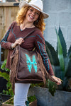 Large Western Tote Bag - Dark Brown
