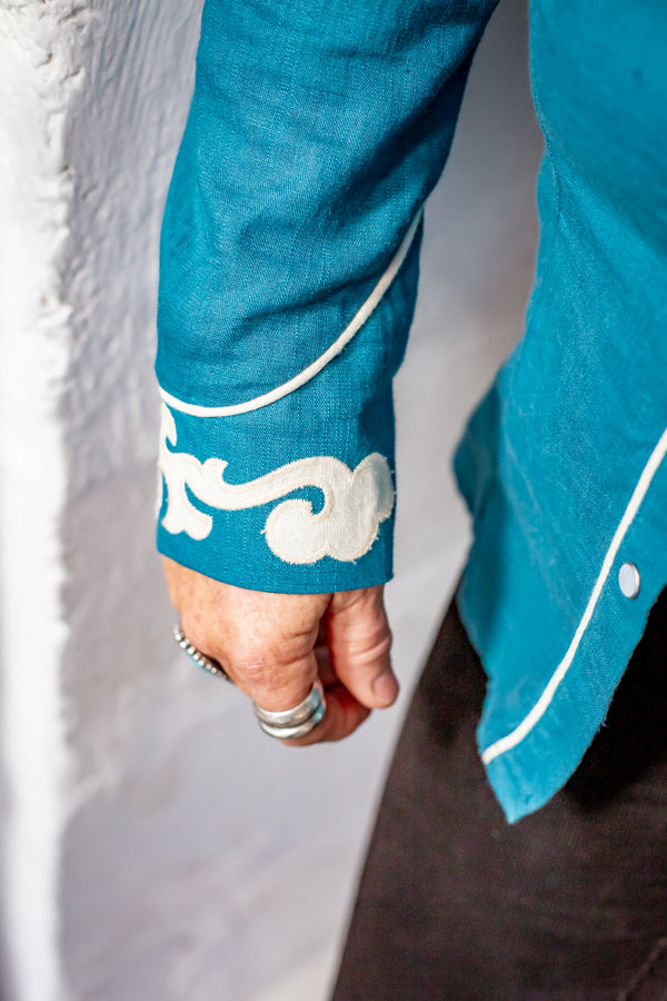 Teal Western Shirt (Plus)