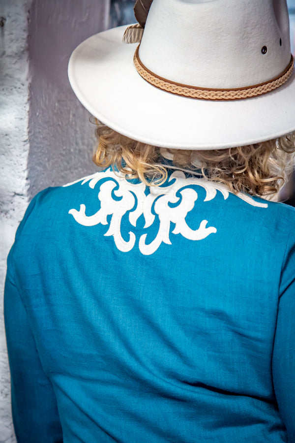 Teal Western Shirt (Plus)