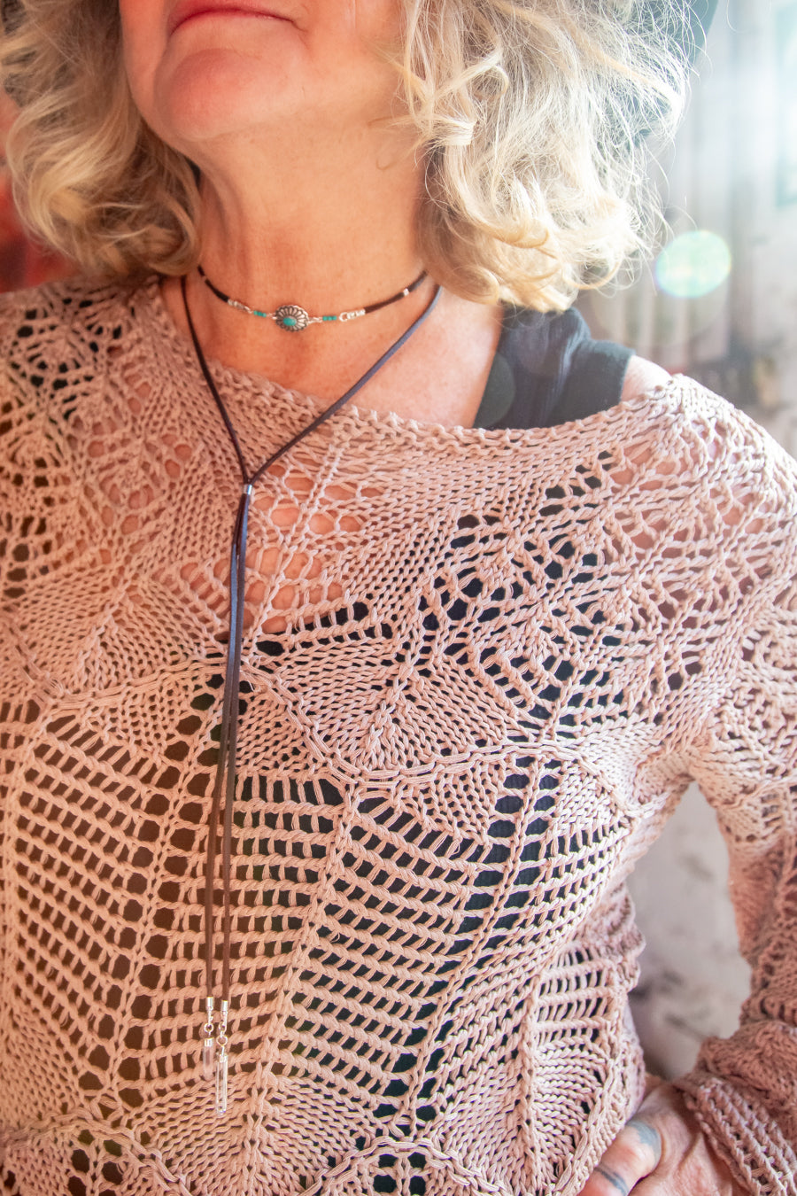 Blush Boho Crochet Jumper