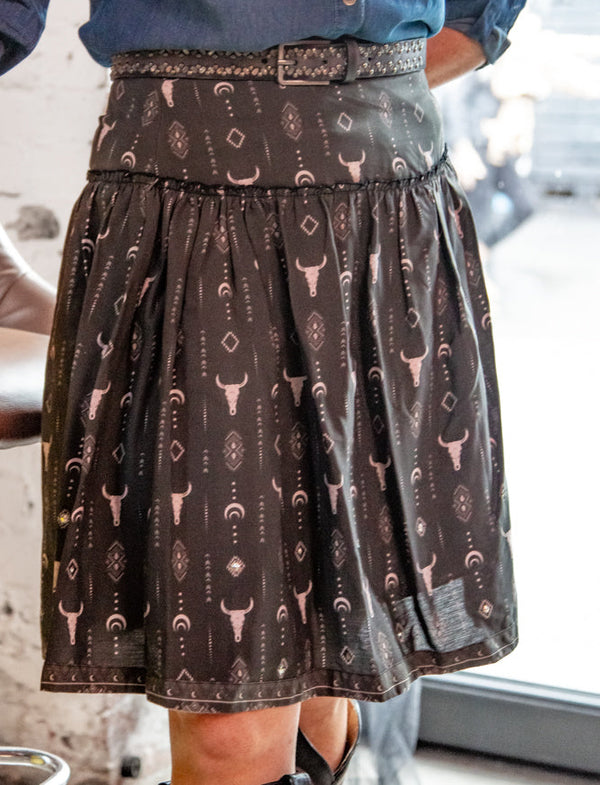 Buffalo Print Flare Skirt