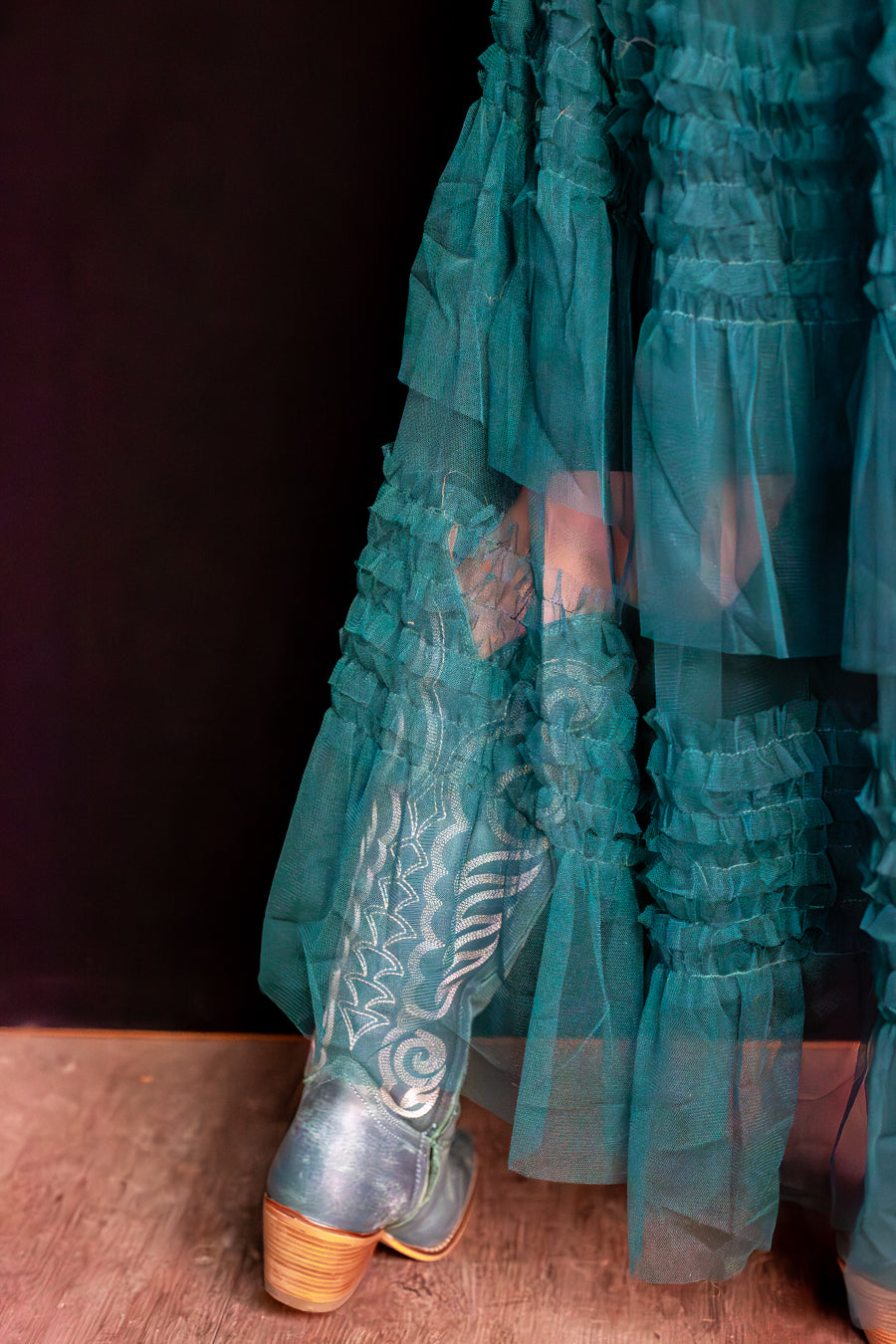 Green Tulle Maxi Skirt