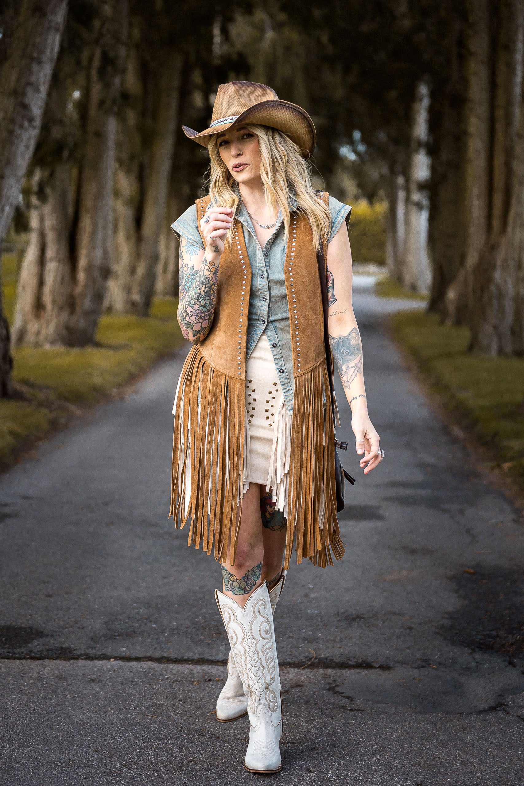 Cream Fringe Studded Skirt - Boho Buffalo Accessories