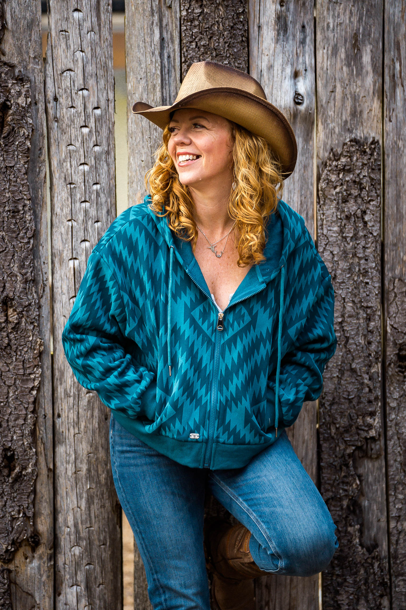 Teal Aztec Hoodie - Boho Buffalo Accessories