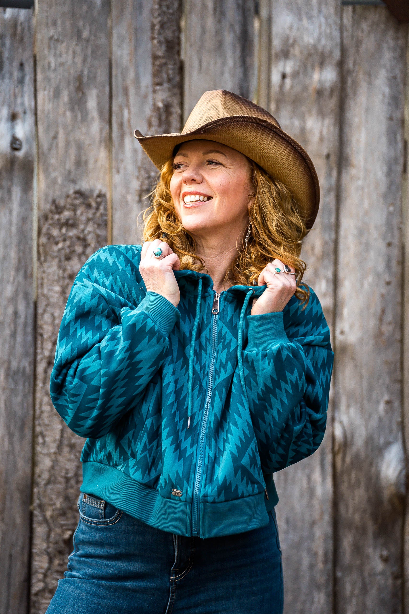 Teal Aztec Hoodie - Boho Buffalo Accessories