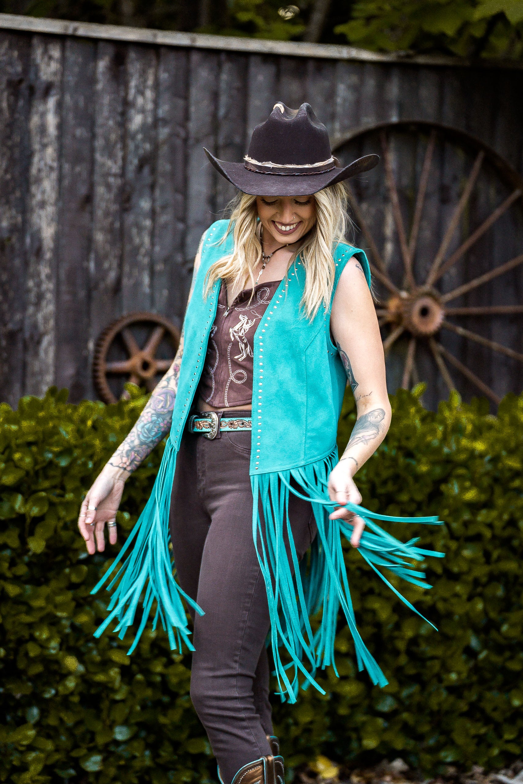 Turquoise Suede Waistcoat - Boho Buffalo Accessories