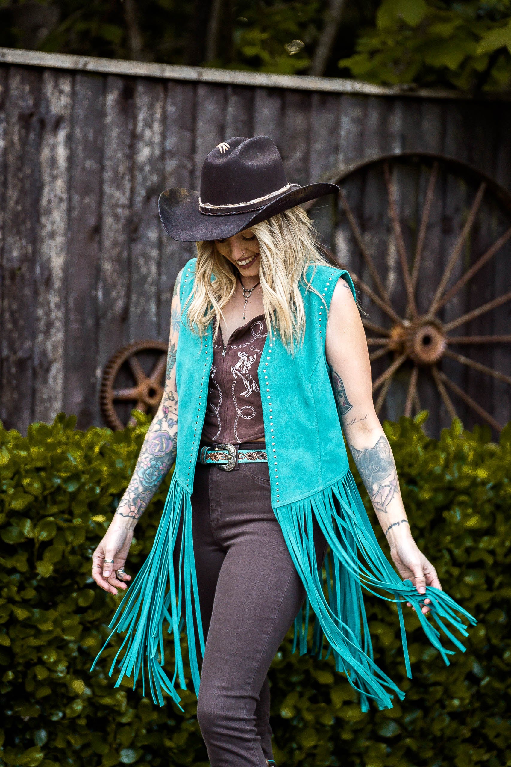 Turquoise Suede Waistcoat - Boho Buffalo Accessories