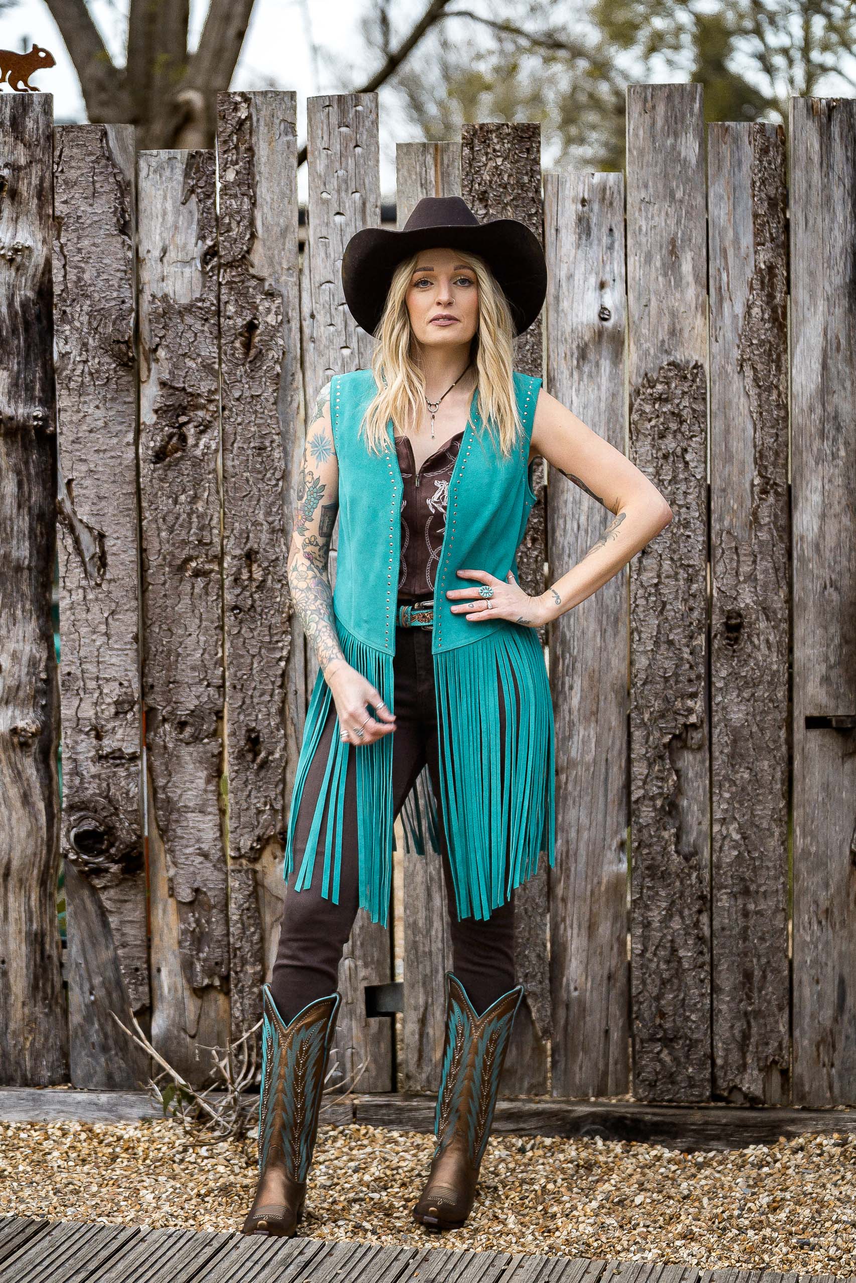 Turquoise Suede Waistcoat - Boho Buffalo Accessories