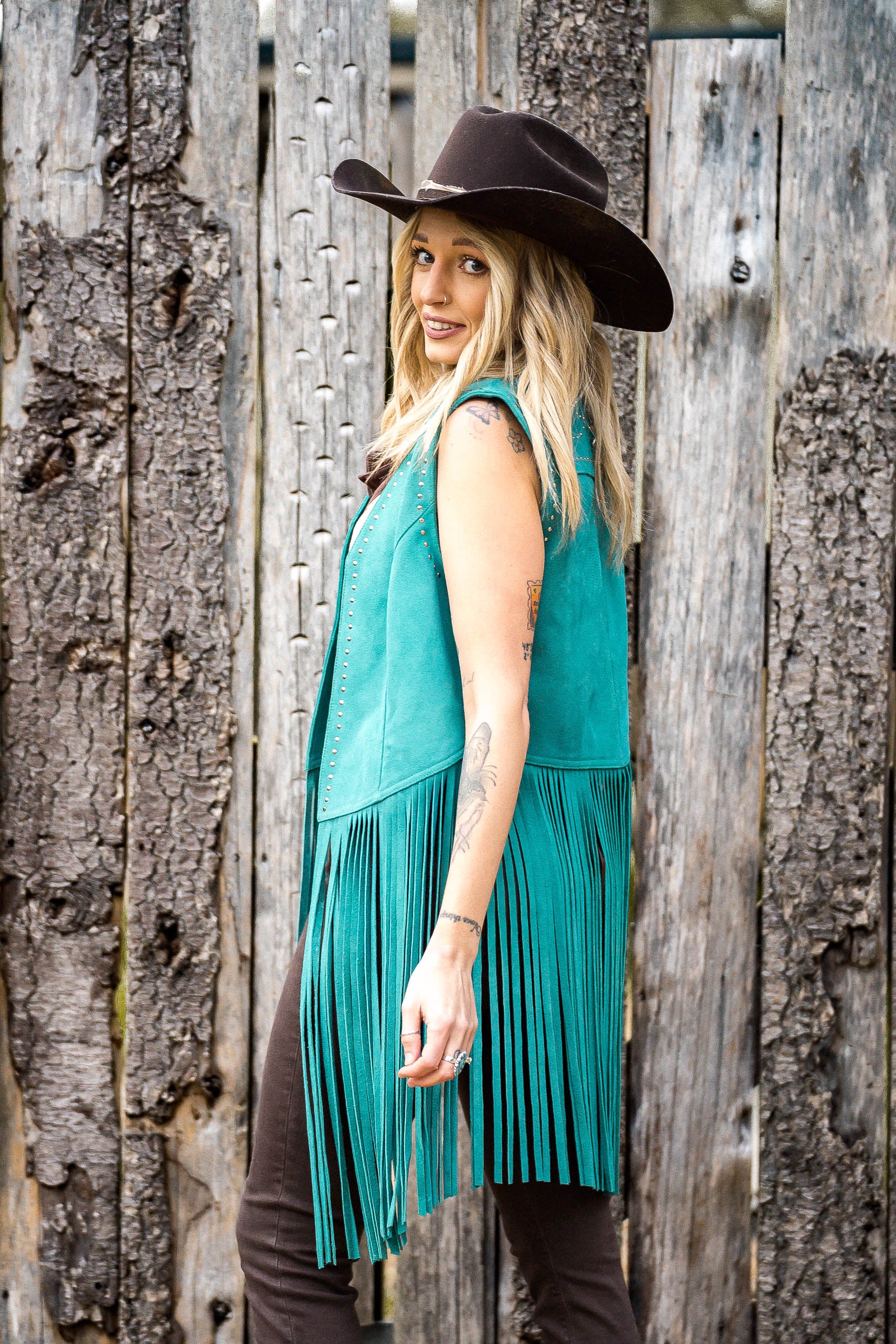 Turquoise Suede Waistcoat