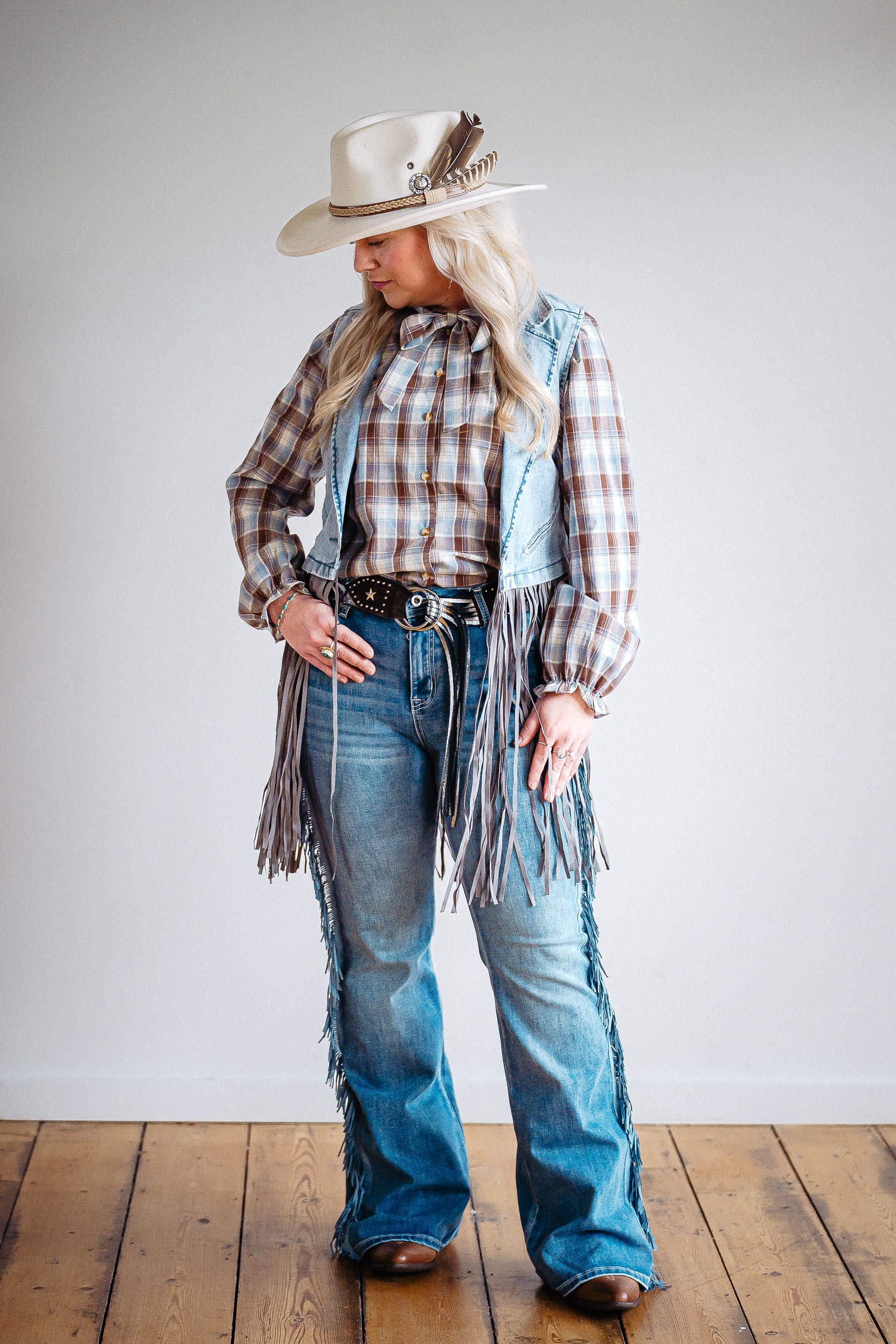 Plaid Bow Blouse - Boho Buffalo Accessories